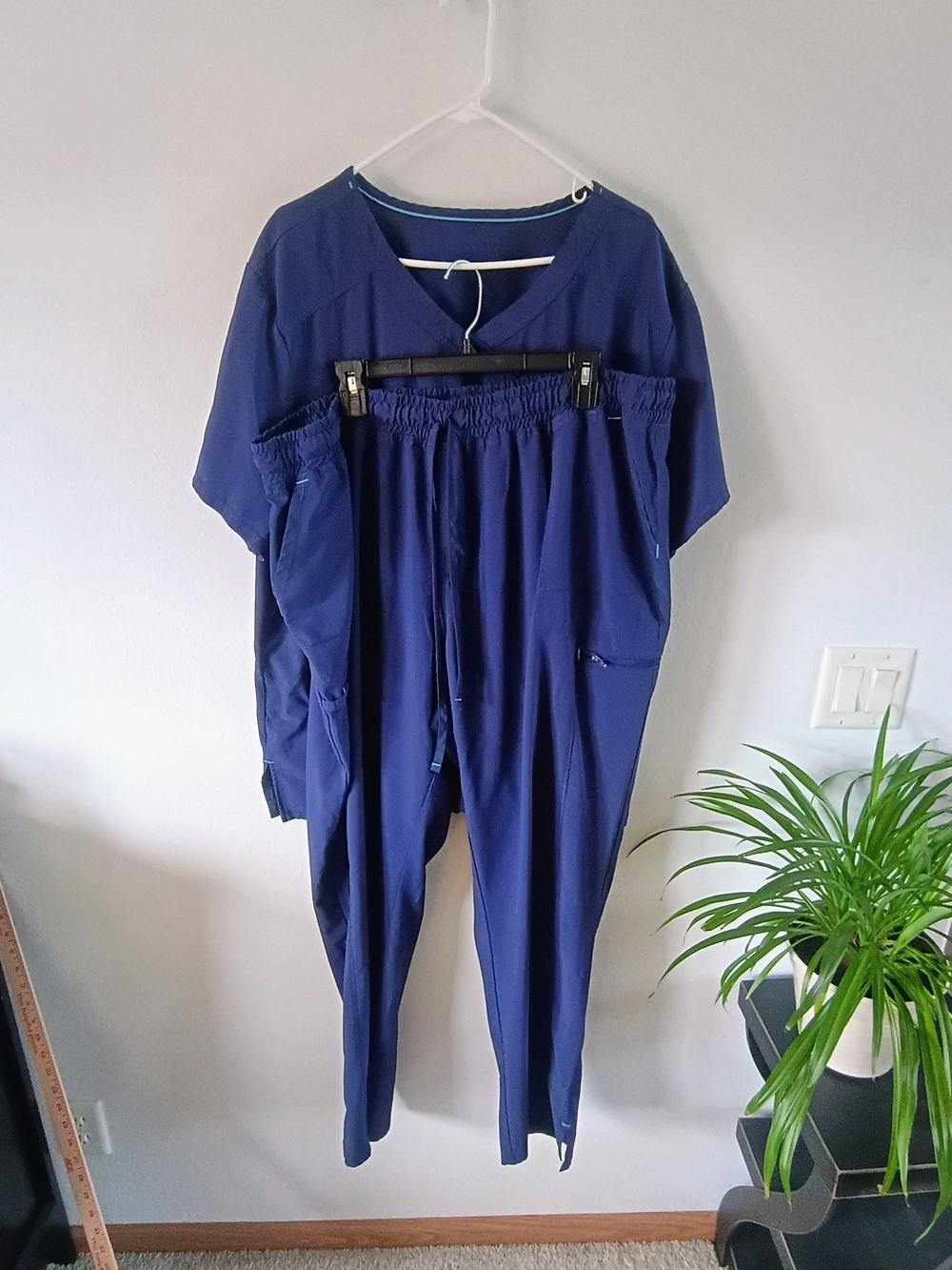 Scrubstar Navy Scrub Set 3XL Plus Size Stretch Nurse Medical Cargo Two Piece